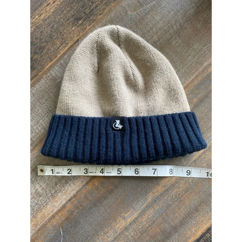 Lyle & Scott Kids Colorblock Ribbed Cuff PREPPY Beanie Size OS Tan Navy